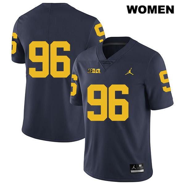 Women's NCAA Michigan Wolverines Julius Welschof #96 No Name Navy Jordan Brand Authentic Stitched Legend Football College Jersey TX25B60NK